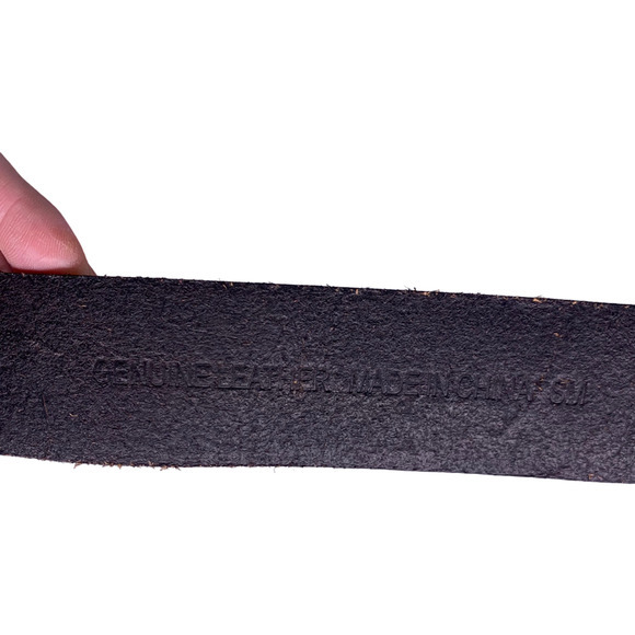 Dark Brown Genuine Leather Beaded Medallion Buckle Leather‎ Belt - Picture 7 of 9